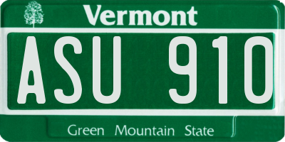 VT license plate ASU910