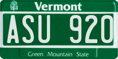 VT license plate ASU920