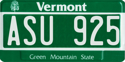 VT license plate ASU925