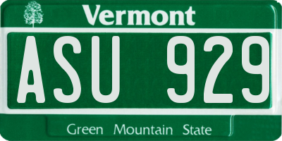 VT license plate ASU929