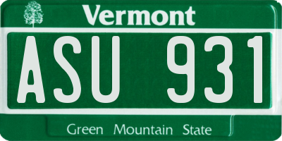 VT license plate ASU931