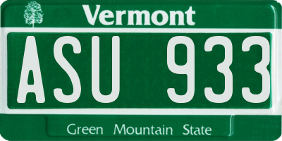 VT license plate ASU933