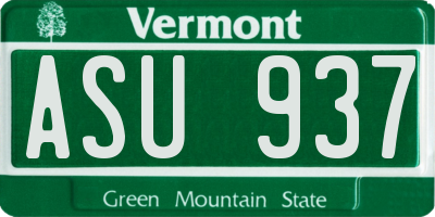 VT license plate ASU937