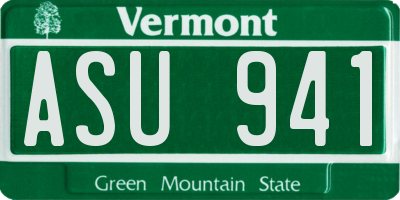 VT license plate ASU941