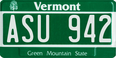 VT license plate ASU942