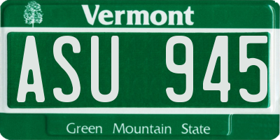 VT license plate ASU945
