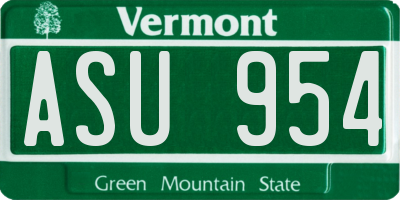 VT license plate ASU954