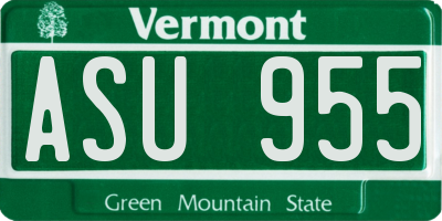 VT license plate ASU955