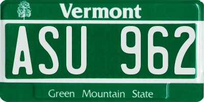 VT license plate ASU962