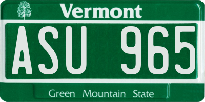 VT license plate ASU965