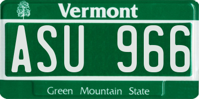 VT license plate ASU966
