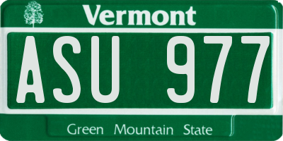 VT license plate ASU977
