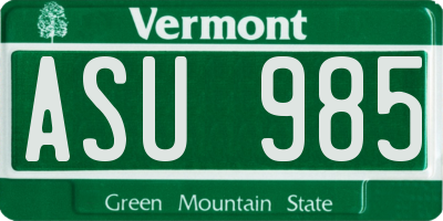 VT license plate ASU985