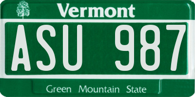 VT license plate ASU987