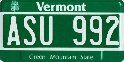 VT license plate ASU992
