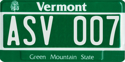 VT license plate ASV007