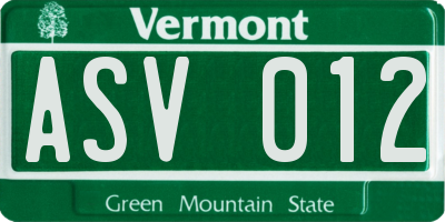 VT license plate ASV012