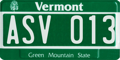 VT license plate ASV013