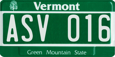 VT license plate ASV016