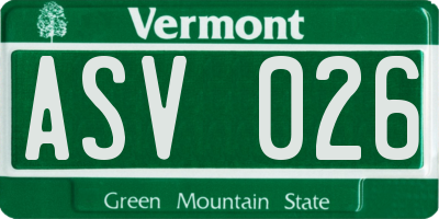 VT license plate ASV026