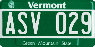 VT license plate ASV029