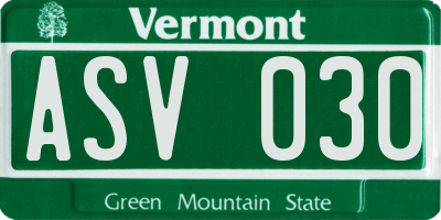 VT license plate ASV030