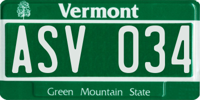 VT license plate ASV034