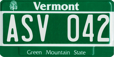 VT license plate ASV042