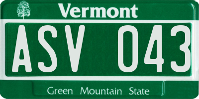 VT license plate ASV043