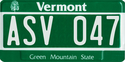 VT license plate ASV047