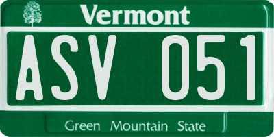 VT license plate ASV051