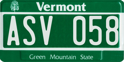 VT license plate ASV058