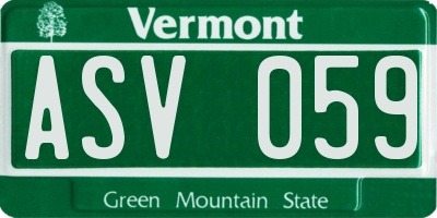 VT license plate ASV059