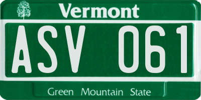 VT license plate ASV061