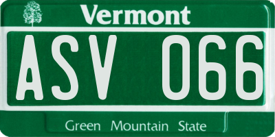 VT license plate ASV066