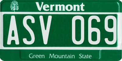 VT license plate ASV069