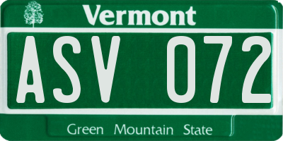 VT license plate ASV072