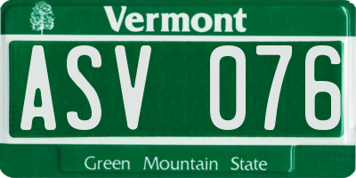 VT license plate ASV076
