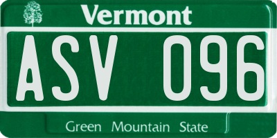 VT license plate ASV096