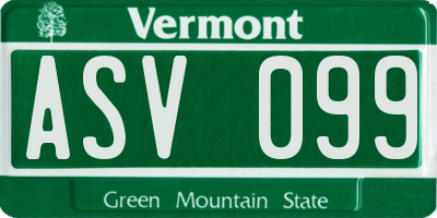 VT license plate ASV099