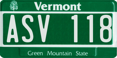 VT license plate ASV118