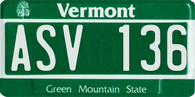 VT license plate ASV136