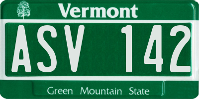 VT license plate ASV142