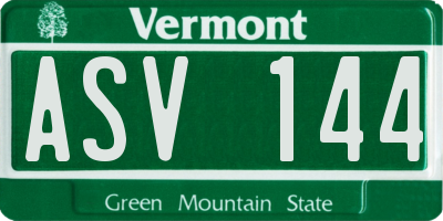 VT license plate ASV144