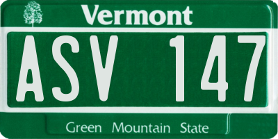 VT license plate ASV147