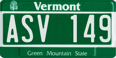 VT license plate ASV149