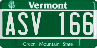 VT license plate ASV166