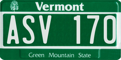 VT license plate ASV170