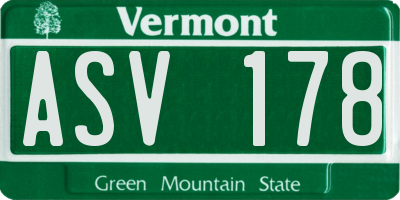 VT license plate ASV178