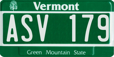 VT license plate ASV179
